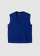 Blue pure wool gilet with deep V-neck_4