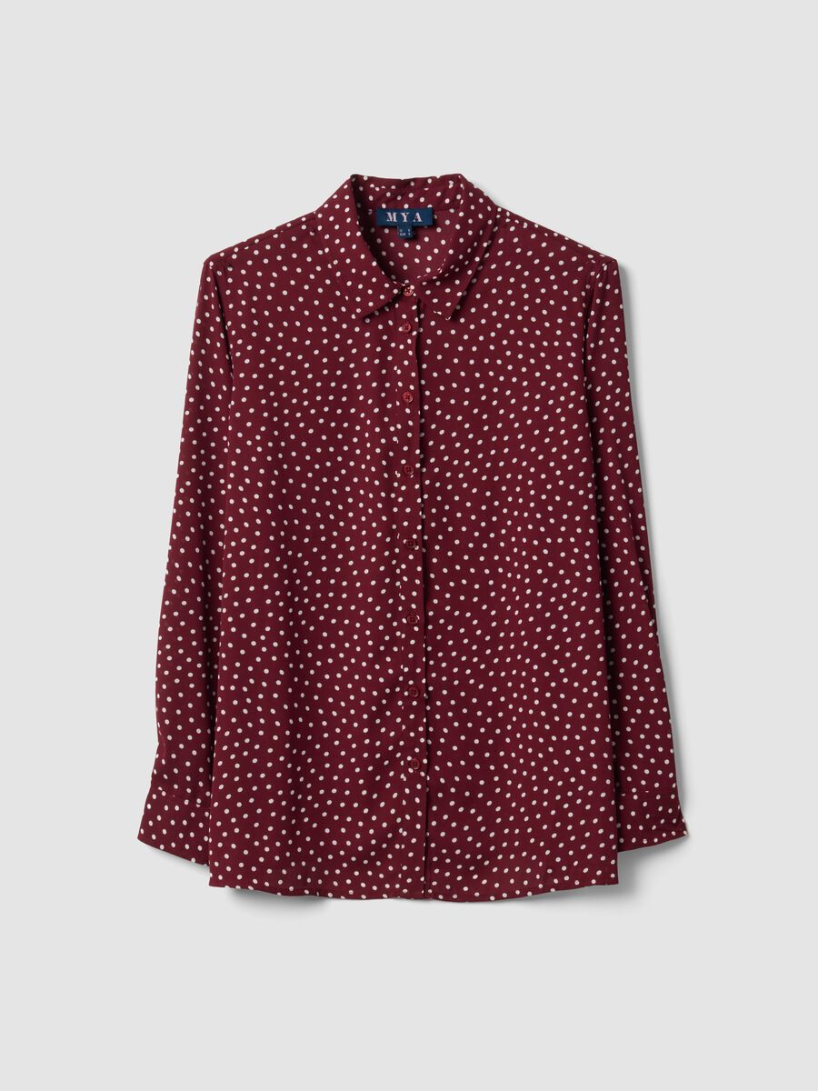 Red polka dot shirt with classic collar, regular fit_0