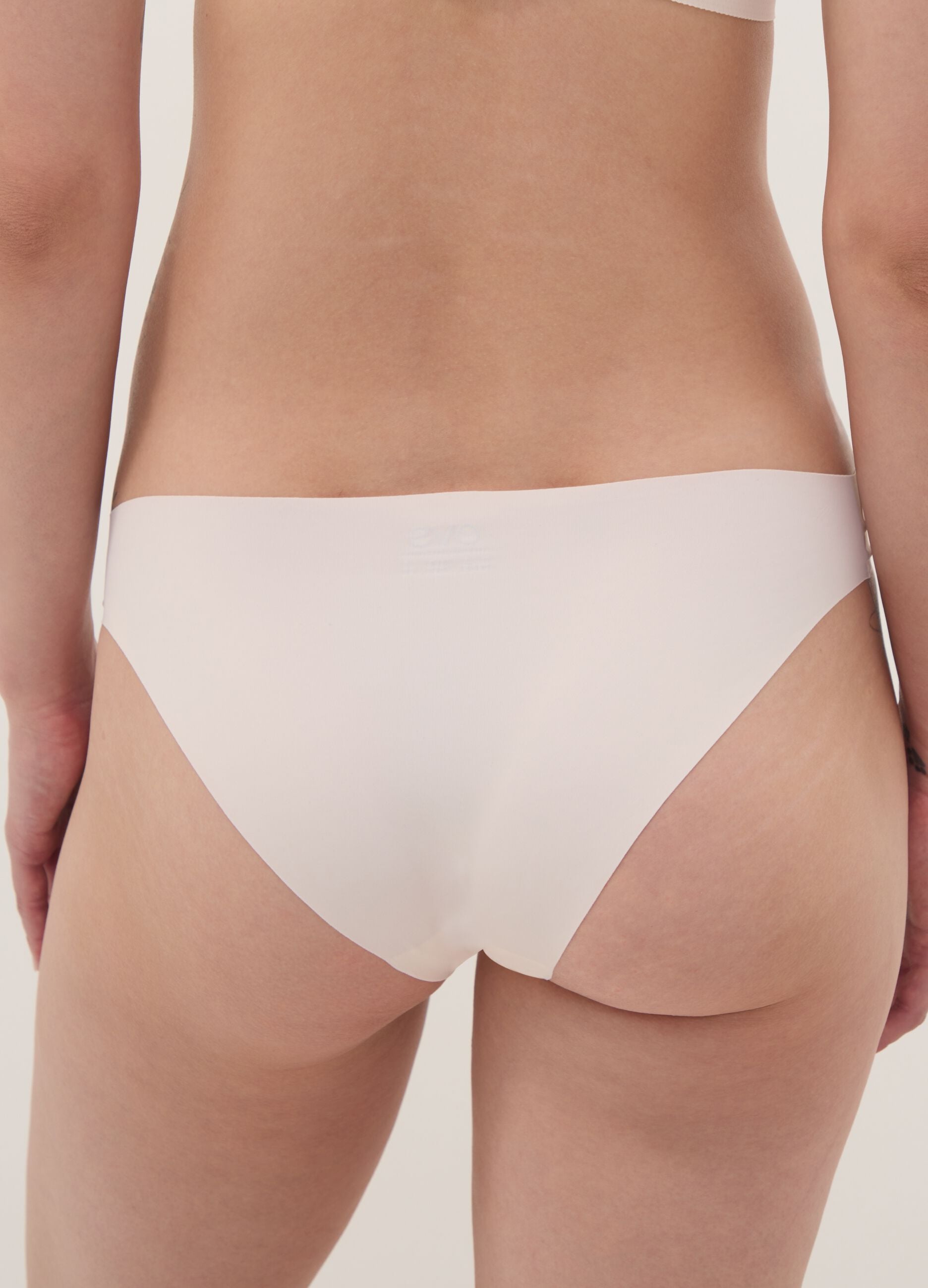 Pink stretch-fabric briefs with regular waist