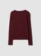 Burgundy pure cotton long-sleeve crew-neck T-shirt, regular fit_6