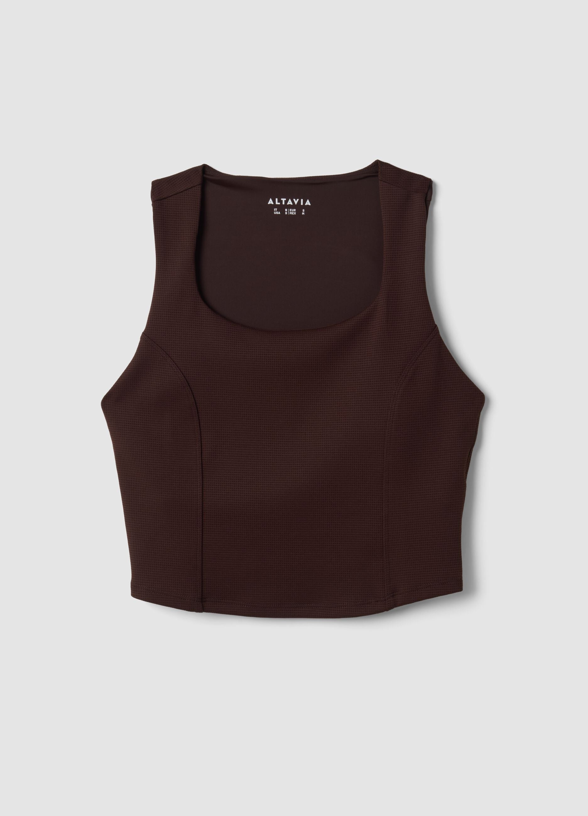 Brown cropped sports top in breathable stretch fabric ALTAVIA STUDIO