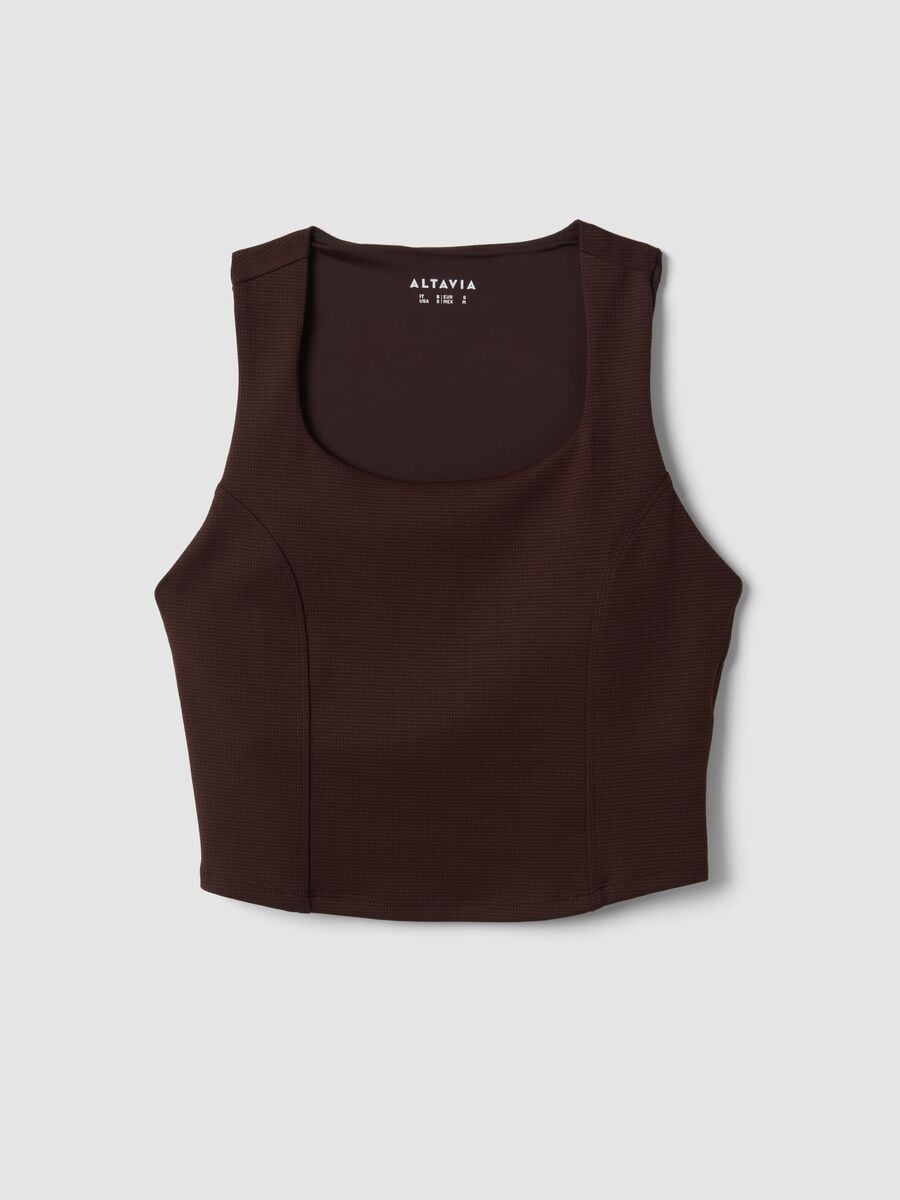 Top marrone crop in tessuto elasticizzato traspirante ALTAVIA STUDIO_5
