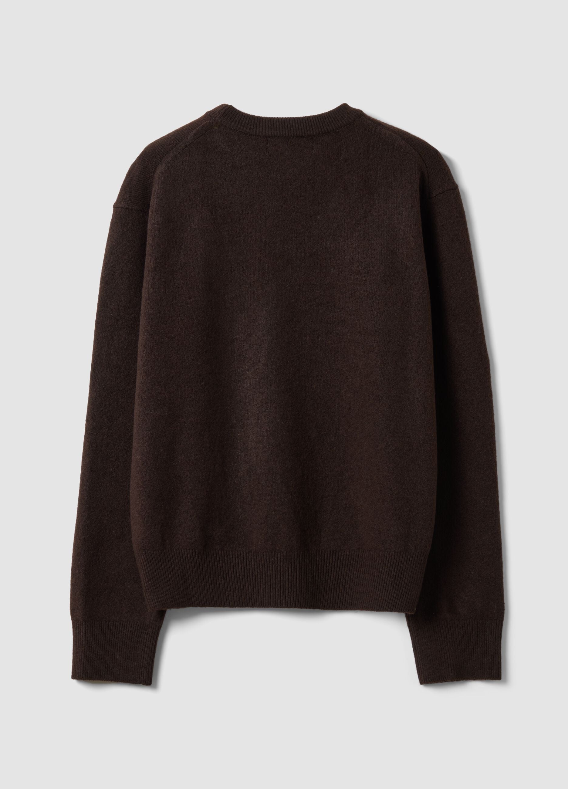 Brown stretch wool crew-neck jumper