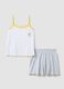 Multicolour pure cotton short pyjamas, regular fit, with gathered trims_4