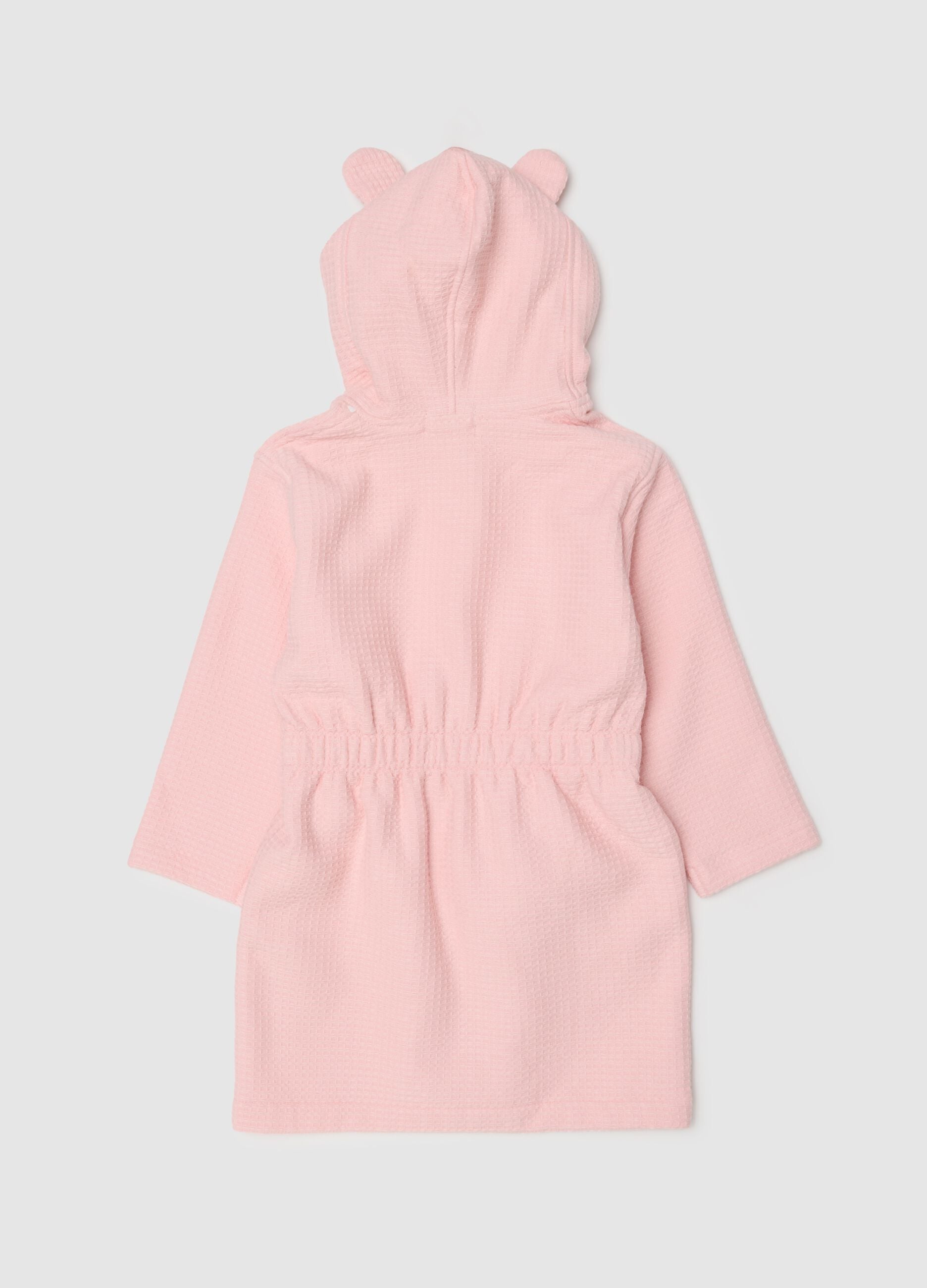 Pink pure cotton baby girls&rsquo; cow bathrobe