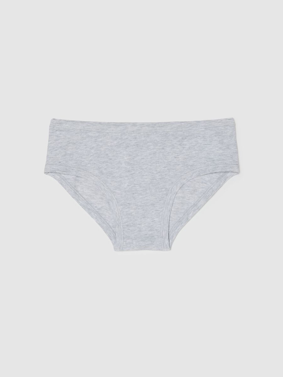 Grey stretch cotton regular fit girl's briefs_0