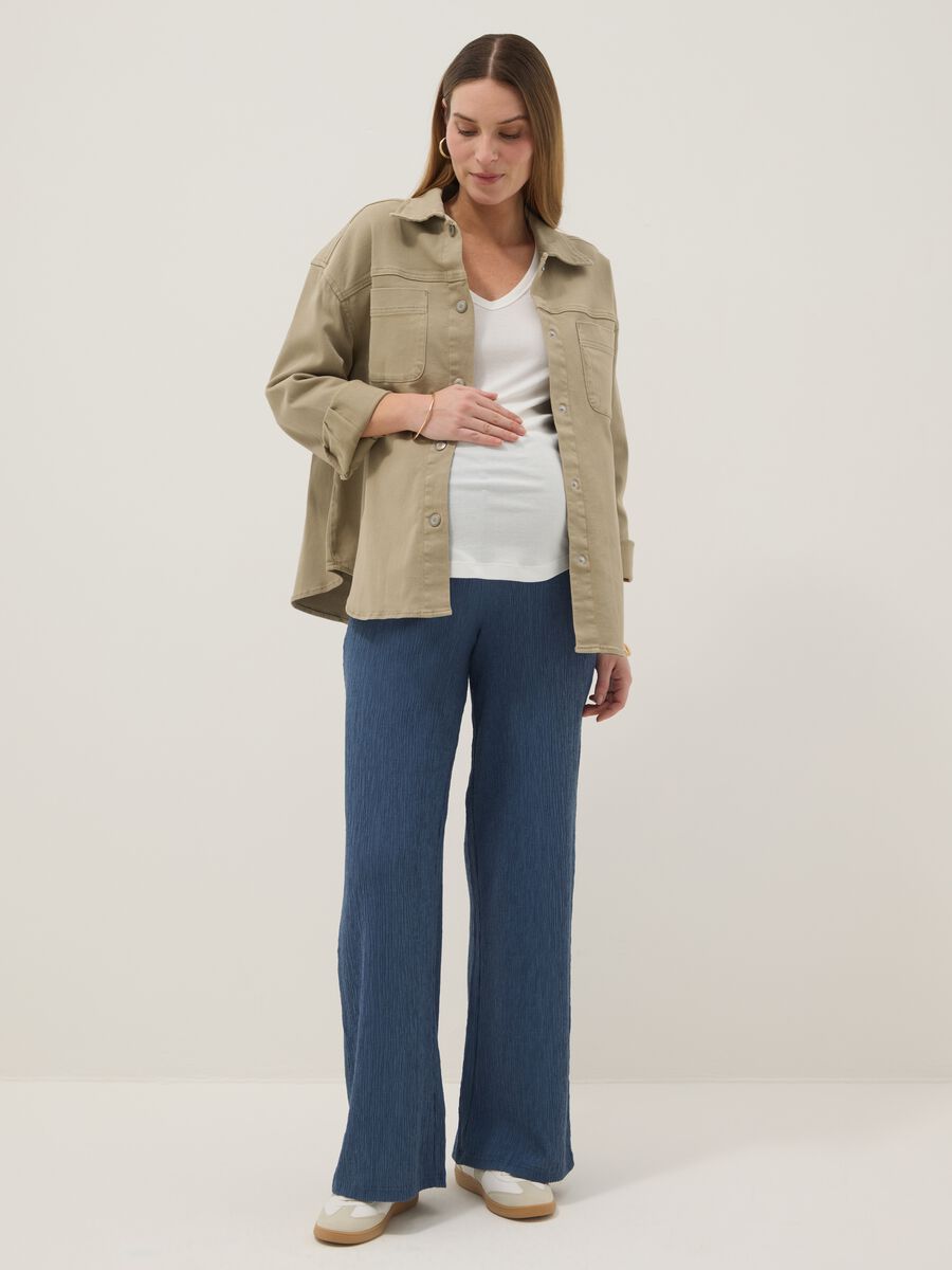 Blue relaxed fit maternity trousers in stretch viscose_0