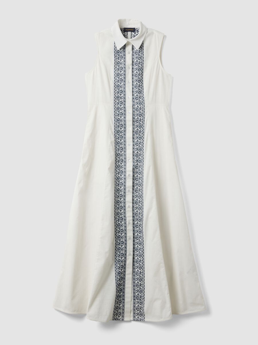 White pure cotton shirt dress_4