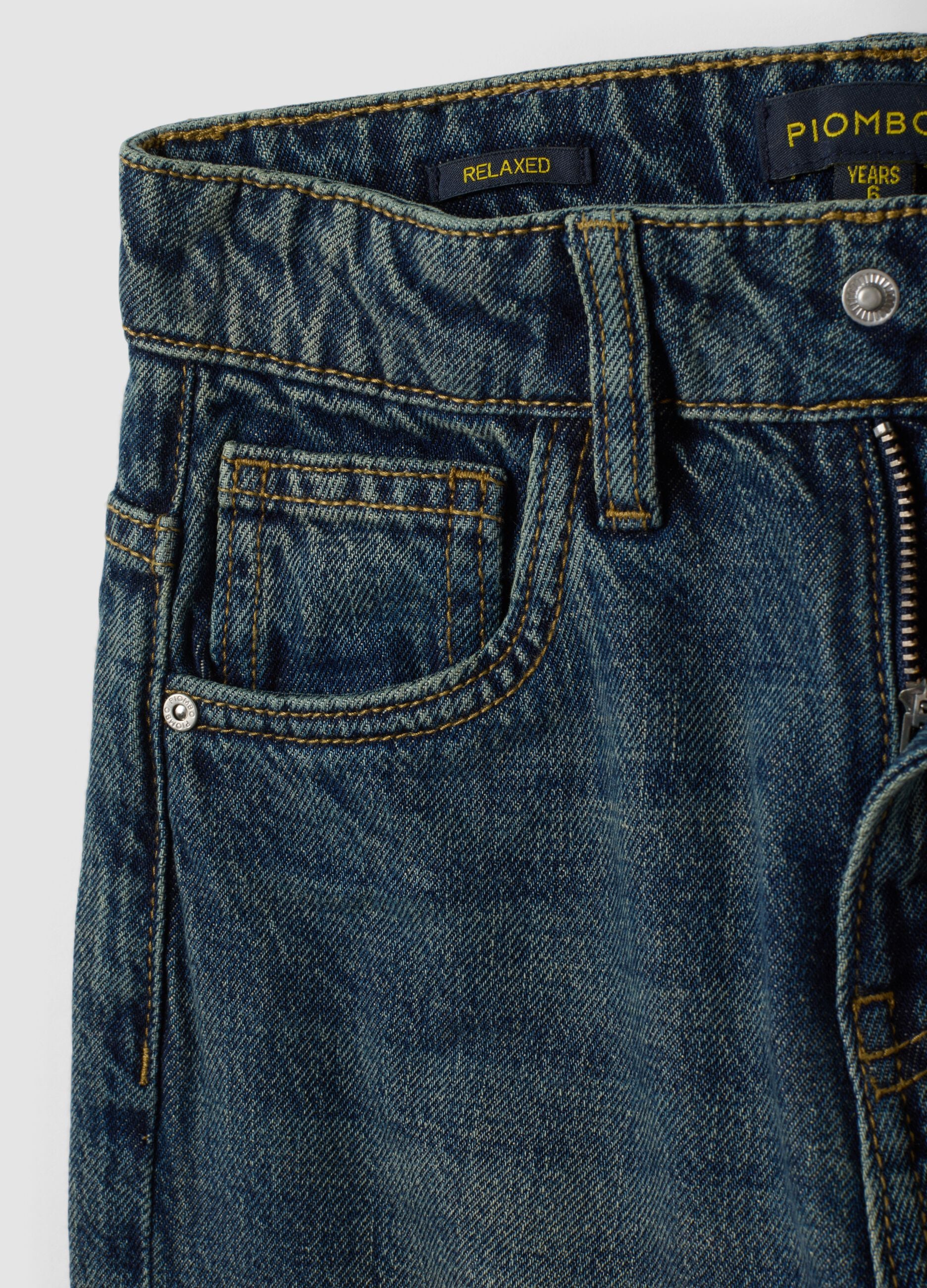 Boys&rsquo; blue 100% cotton skater-fit jeans