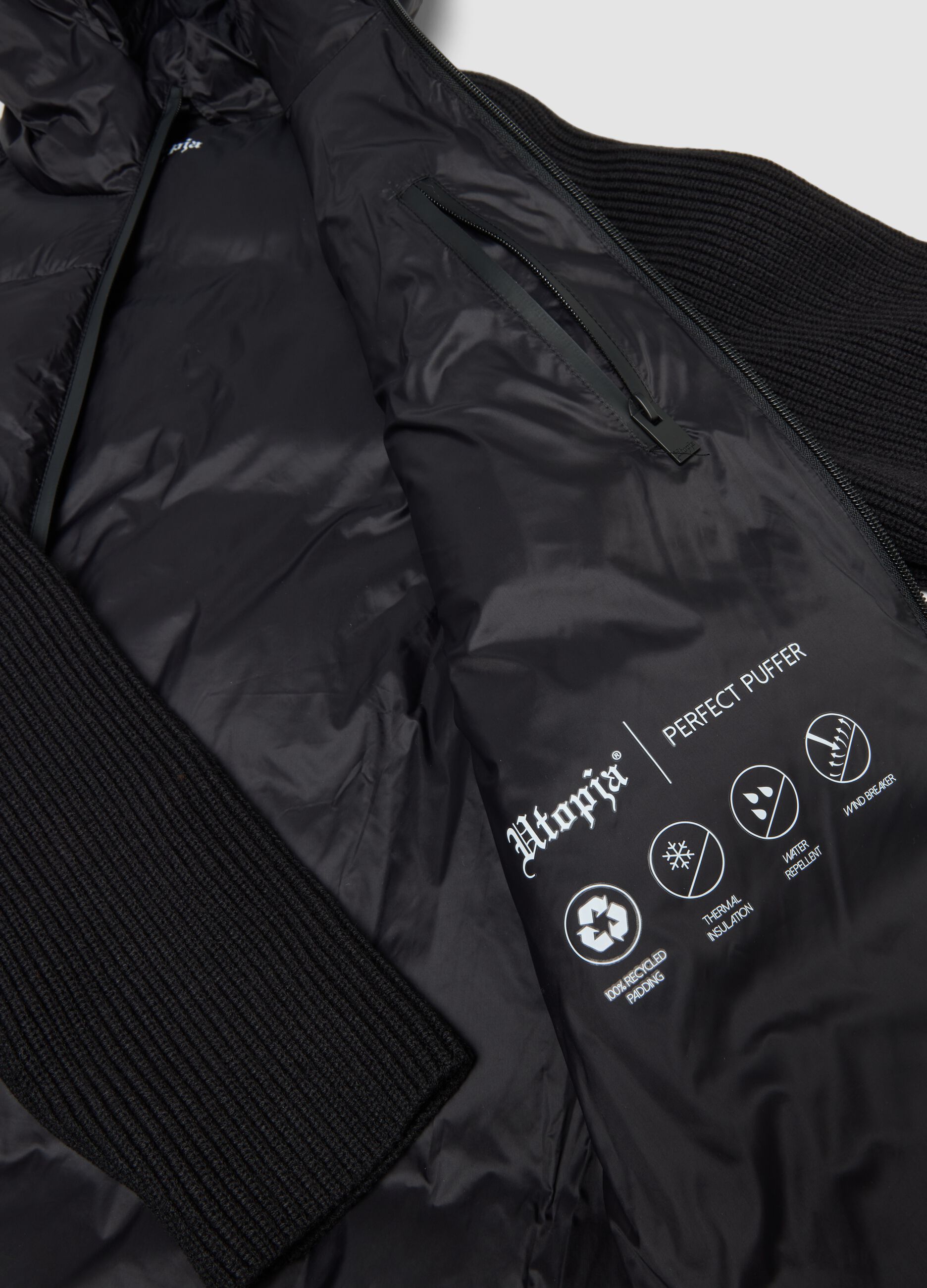 Black Padded Knit Jacket