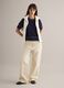 Maglione in misto cotone blu regular fit con cuciture a contrasto_2