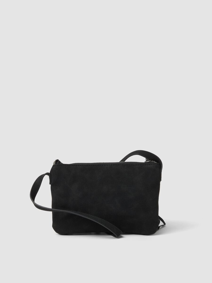 Black fringed and studded crossbody bag for girls_1