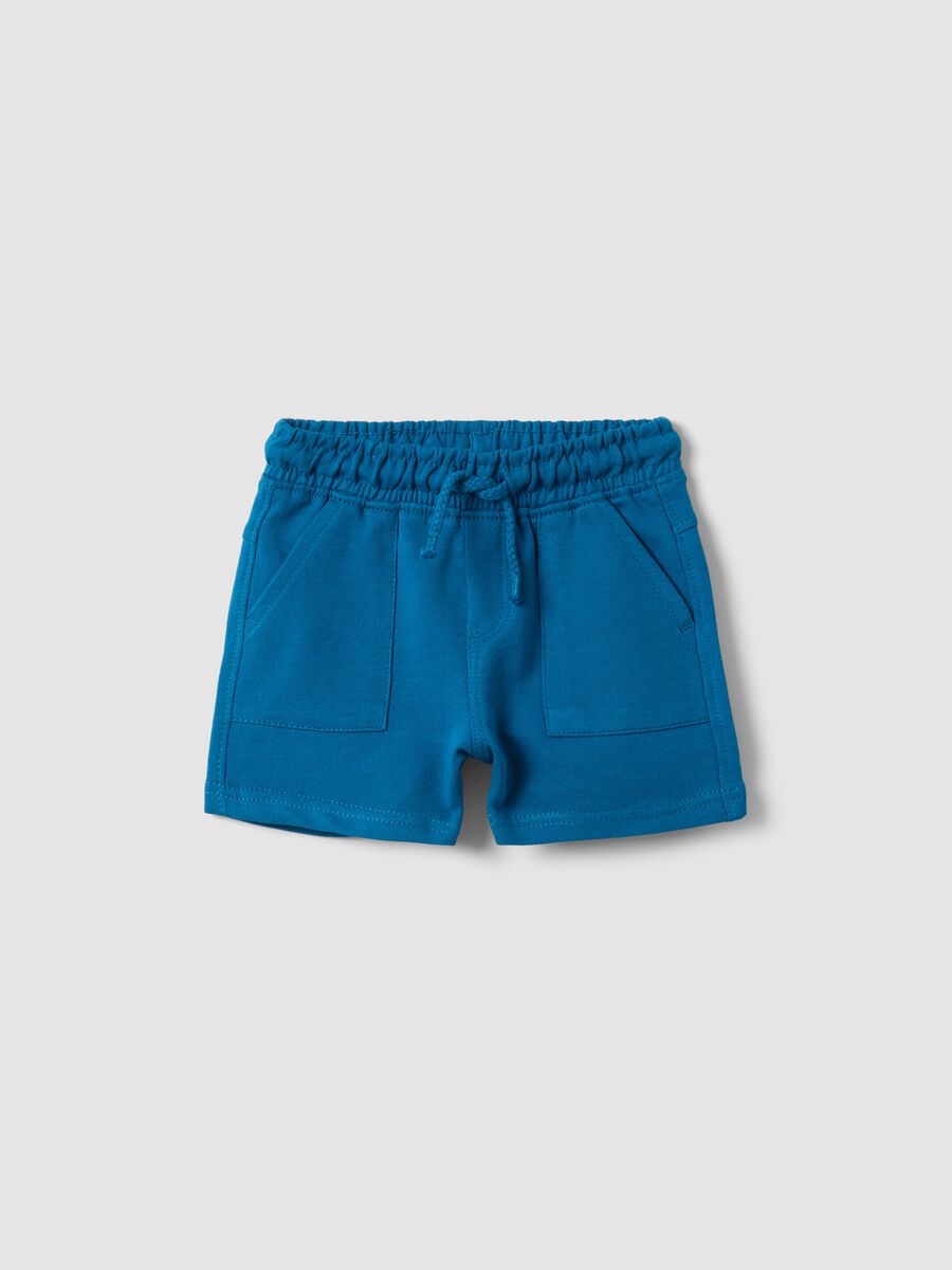 Shorts in puro cotone blu da bimbo regular fit_0