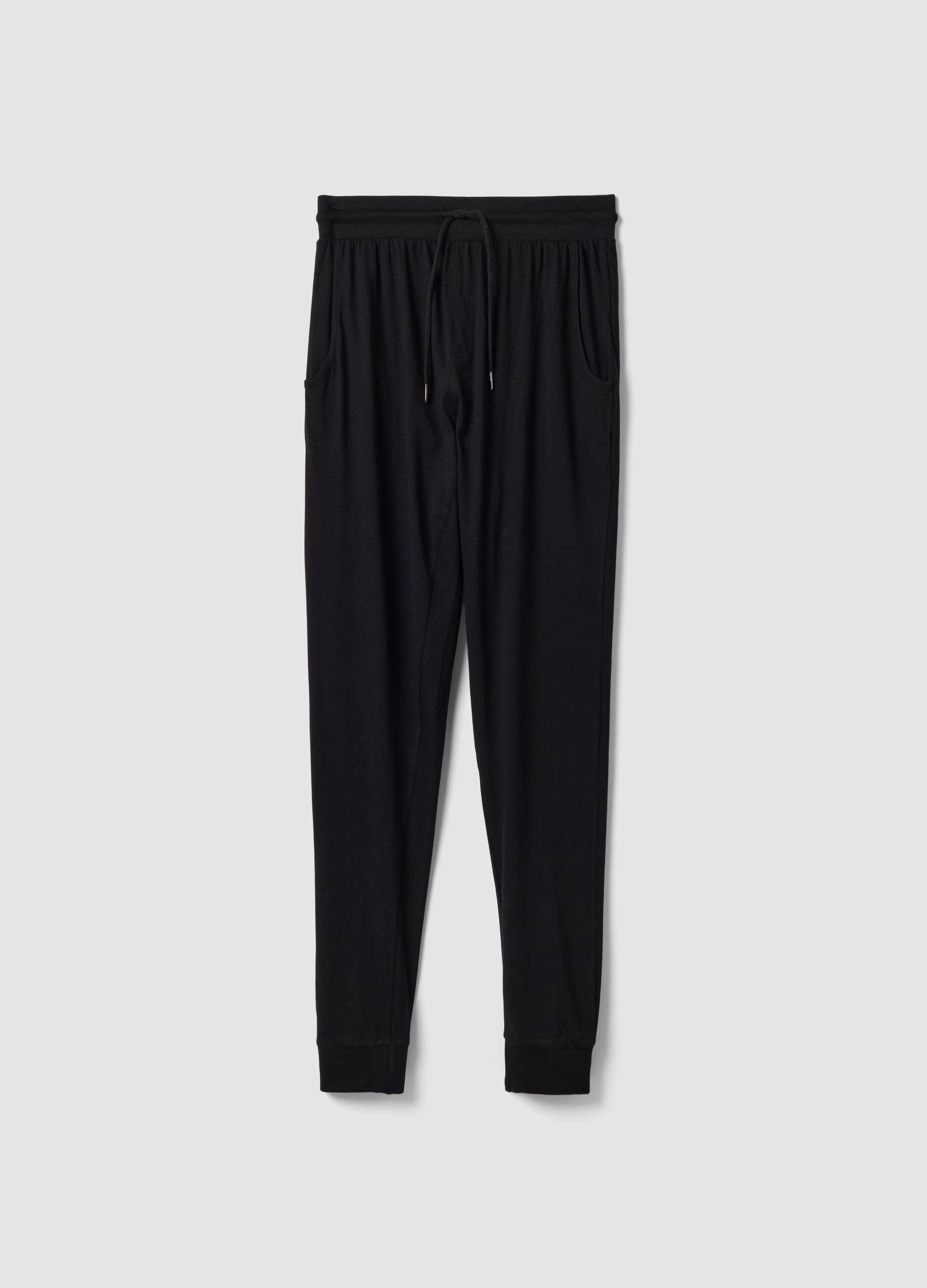 Blue organic cotton pyjama trousers with elasticated waistband