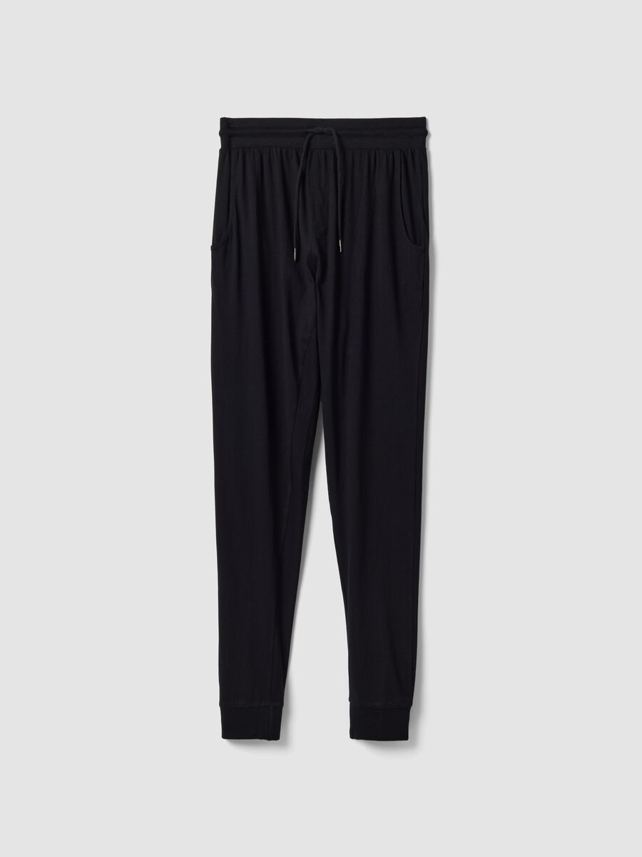 Blue organic cotton pyjama trousers with elasticated waistband_4