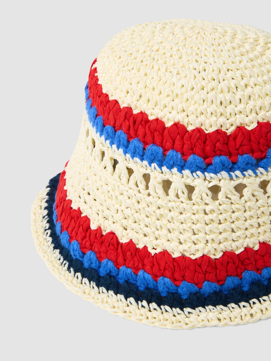 Cappello a secchiello in misto tessuto carta e cotone multicolor_2