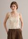 Beige cotton-blend crochet tank top, regular fit_1