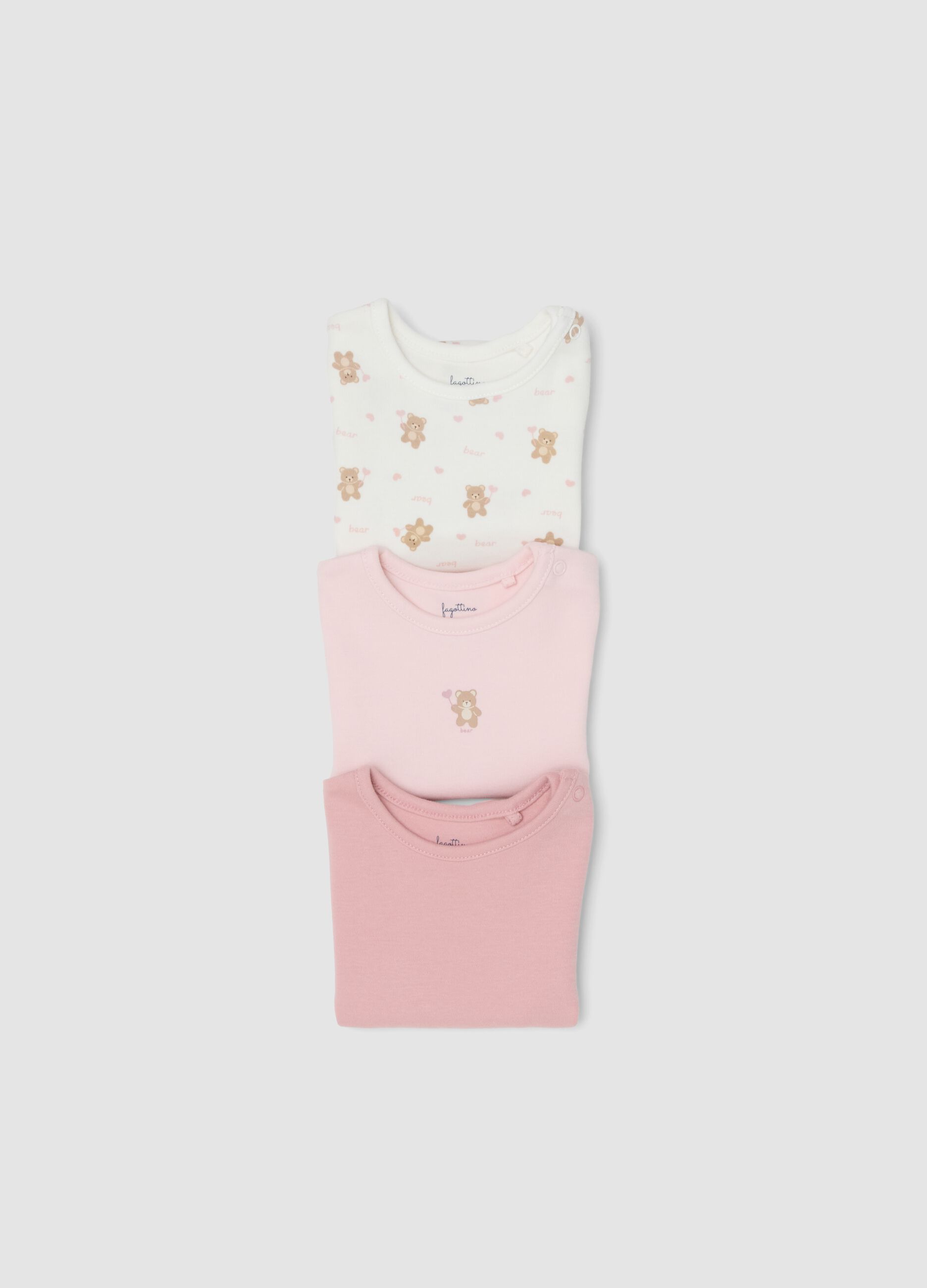 Pack of 3 Pink Organic Cotton Baby Girl Bodysuits