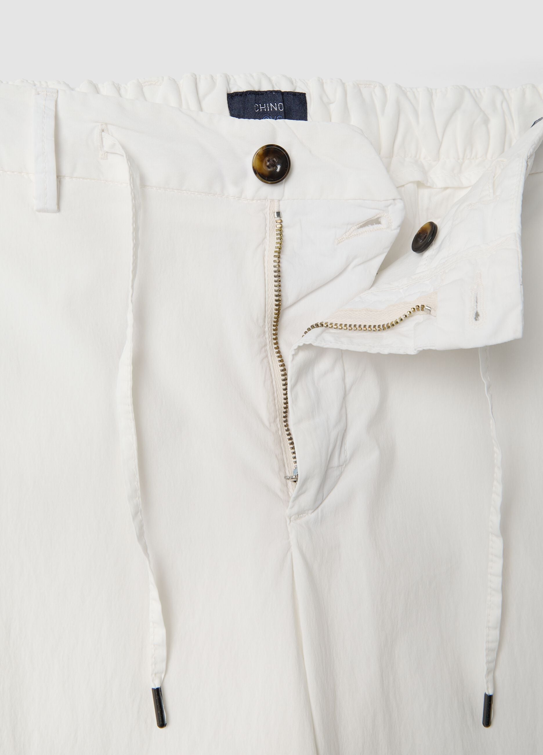 White stretch-cotton carrot-fit chino trousers