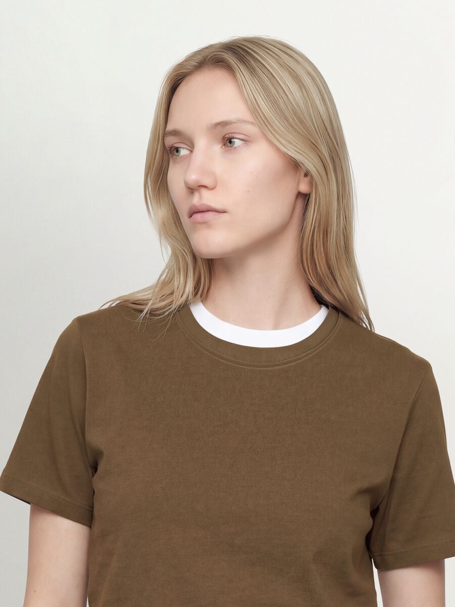 T-shirt verde in puro cotone organico a girocollo regular fit_3