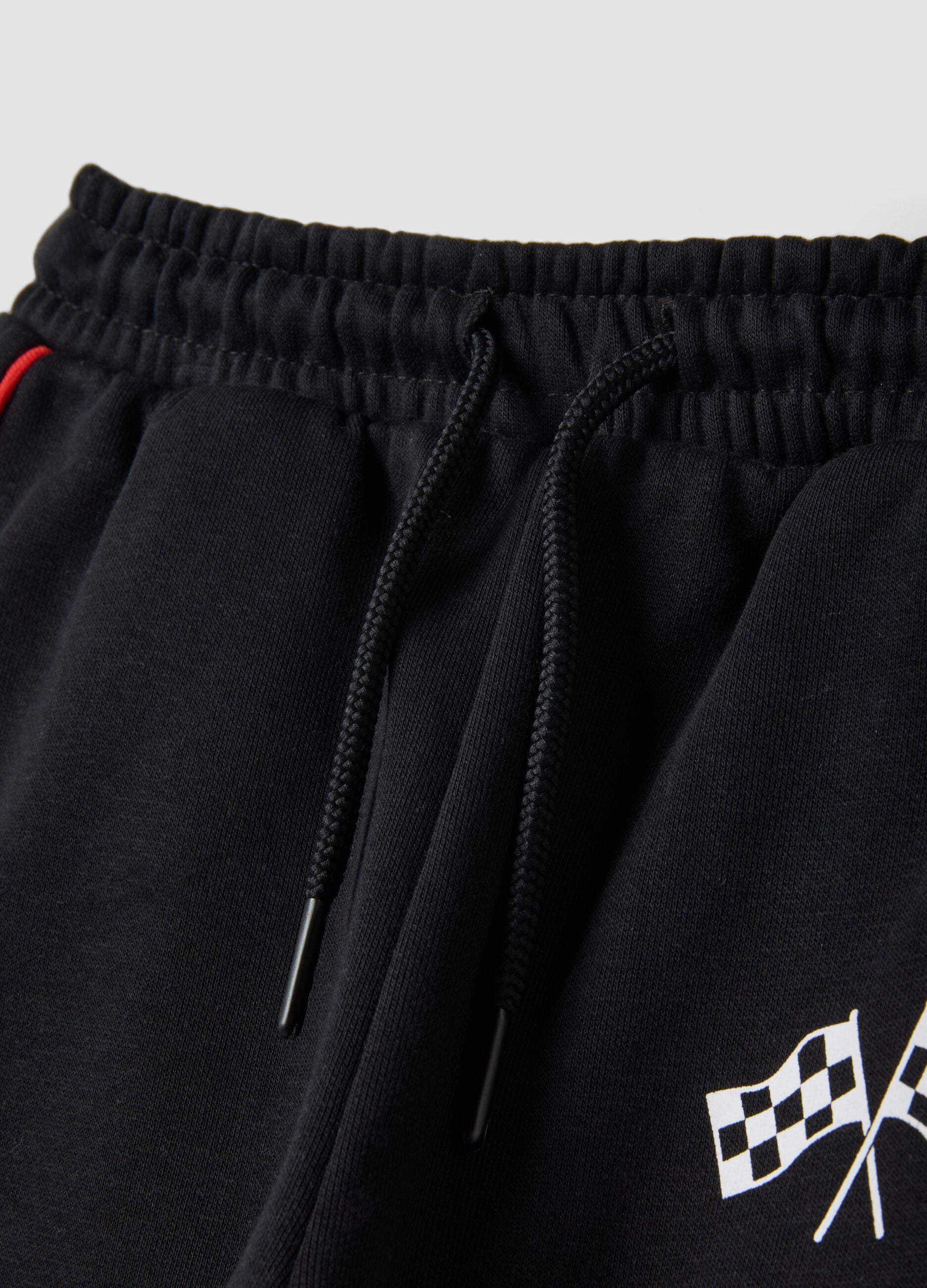 Black cotton-blend jogger trousers with drawstring and Ducati logo