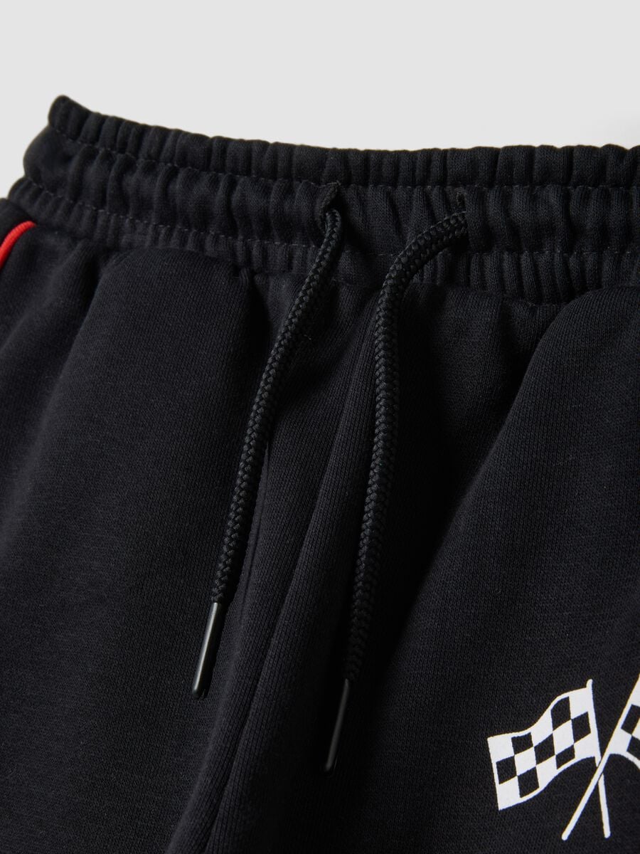 Black cotton-blend jogger trousers with drawstring and Ducati logo_2