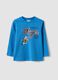 Blue organic cotton T-shirt with puppy print for baby boy_0