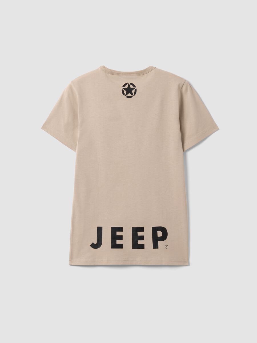 T-shirt beige in puro cotone con stampa fronte e retro_5
