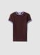 Brown fitted stretch-cotton T-shirt with contrast trims_4