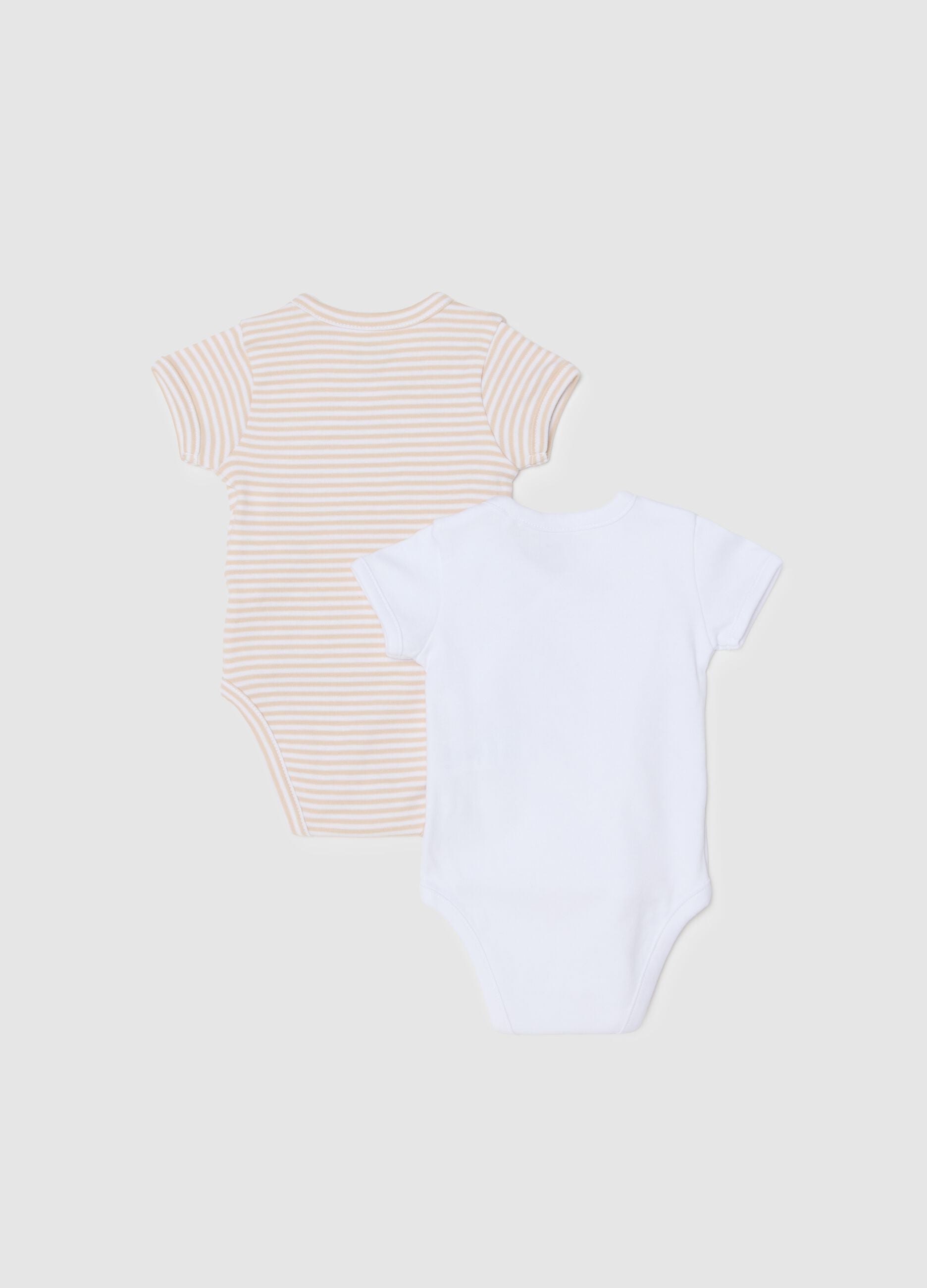 Multicolour short-sleeved baby bodysuits twin pack in pure cotton