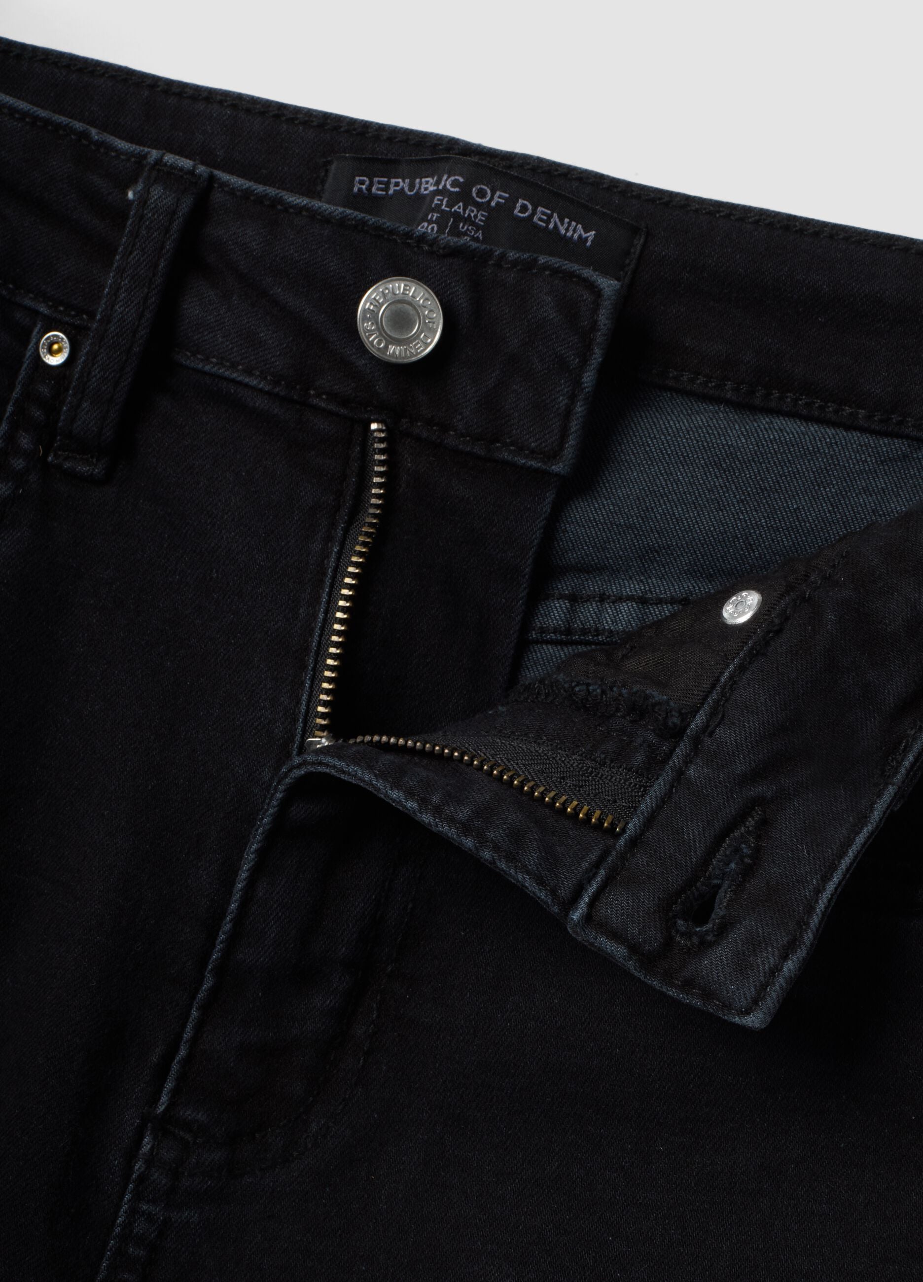 Black stretch-cotton denim flare-fit jeans