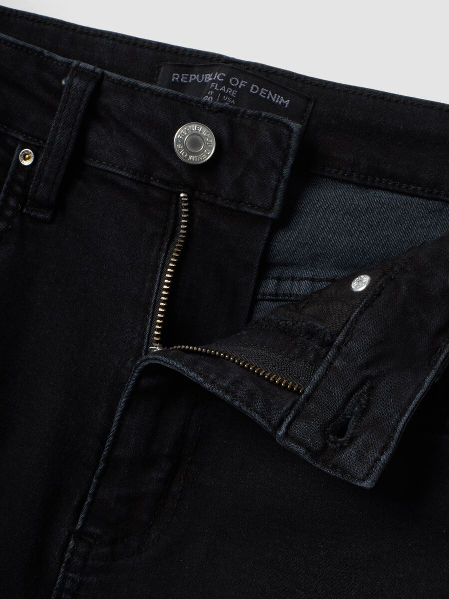 Black stretch-cotton denim flare-fit jeans_5
