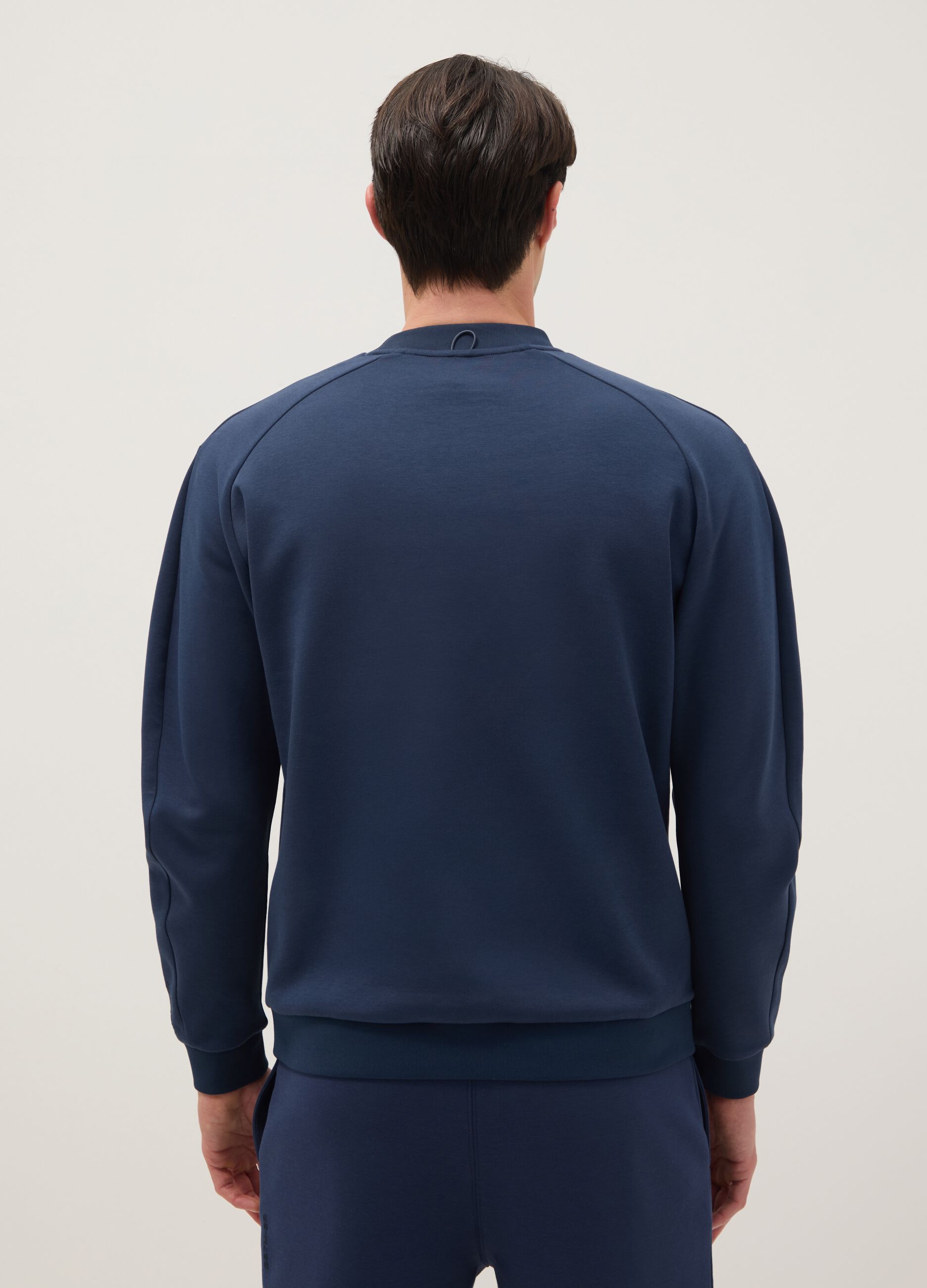 Regular fit blue cotton-blend crewneck sweatshirt