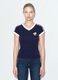 Blue pure cotton V-neck T-shirt with front print_1