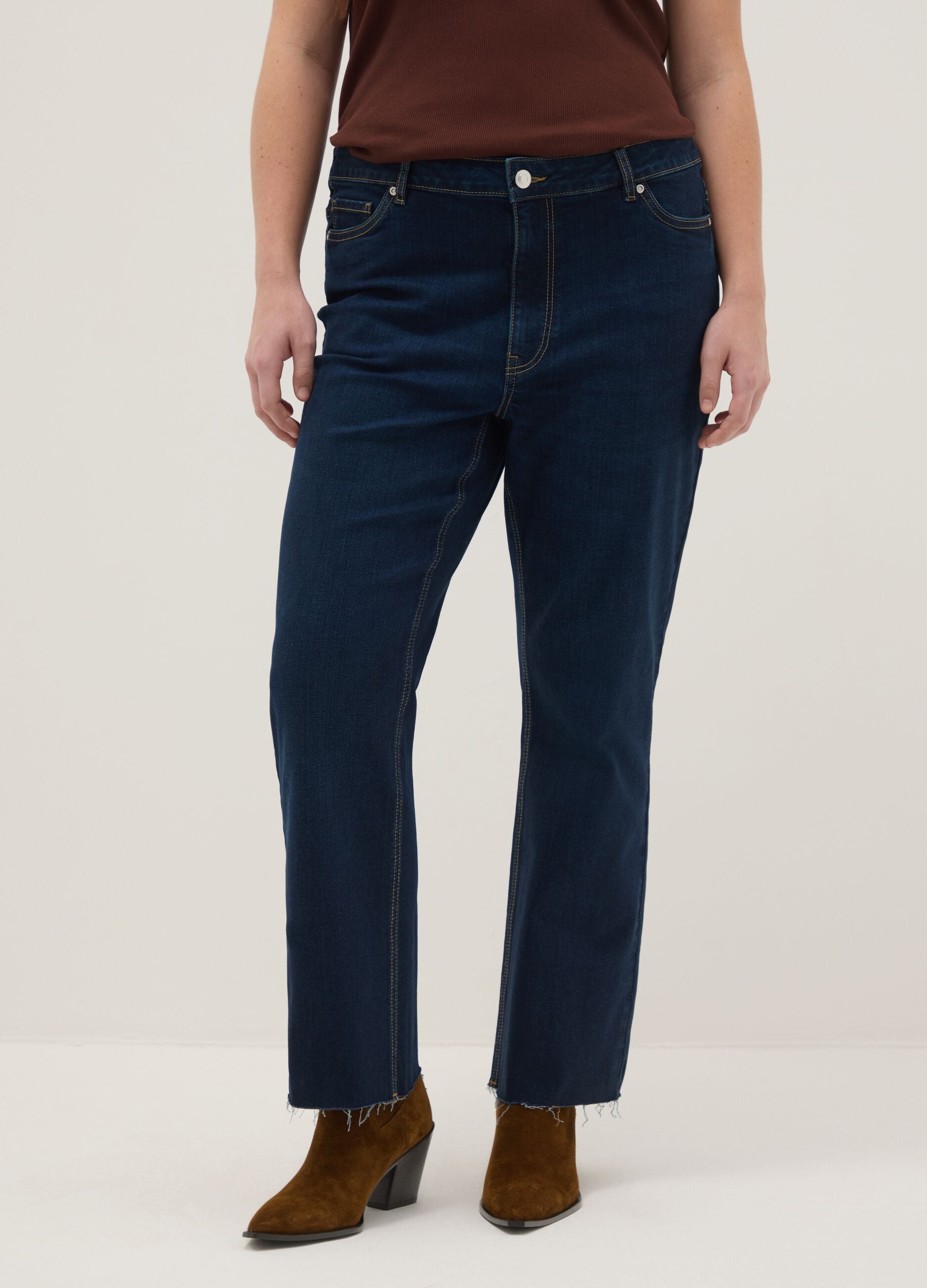Blue stretch flare cut jeans