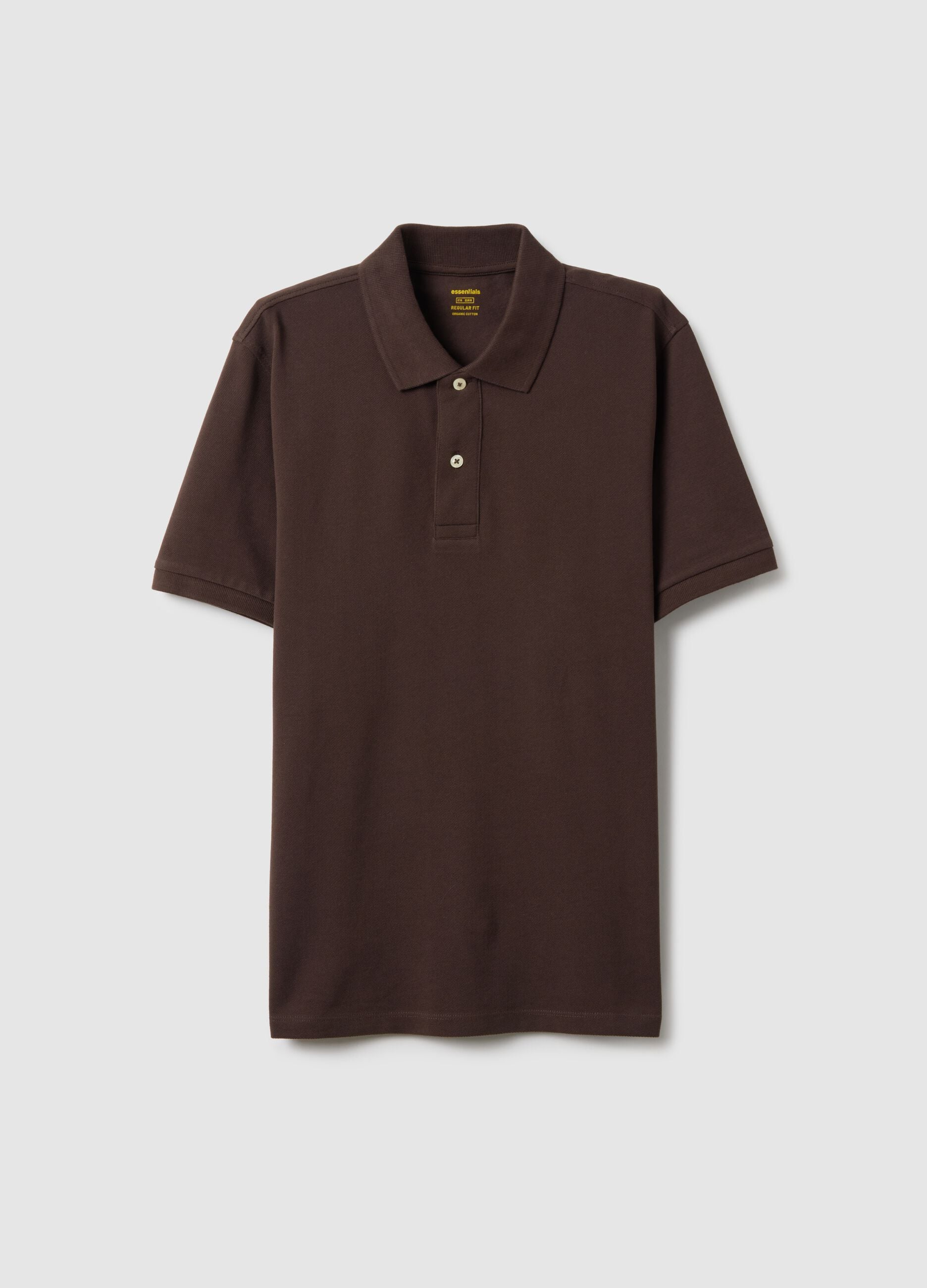 Brown pure cotton regular fit polo