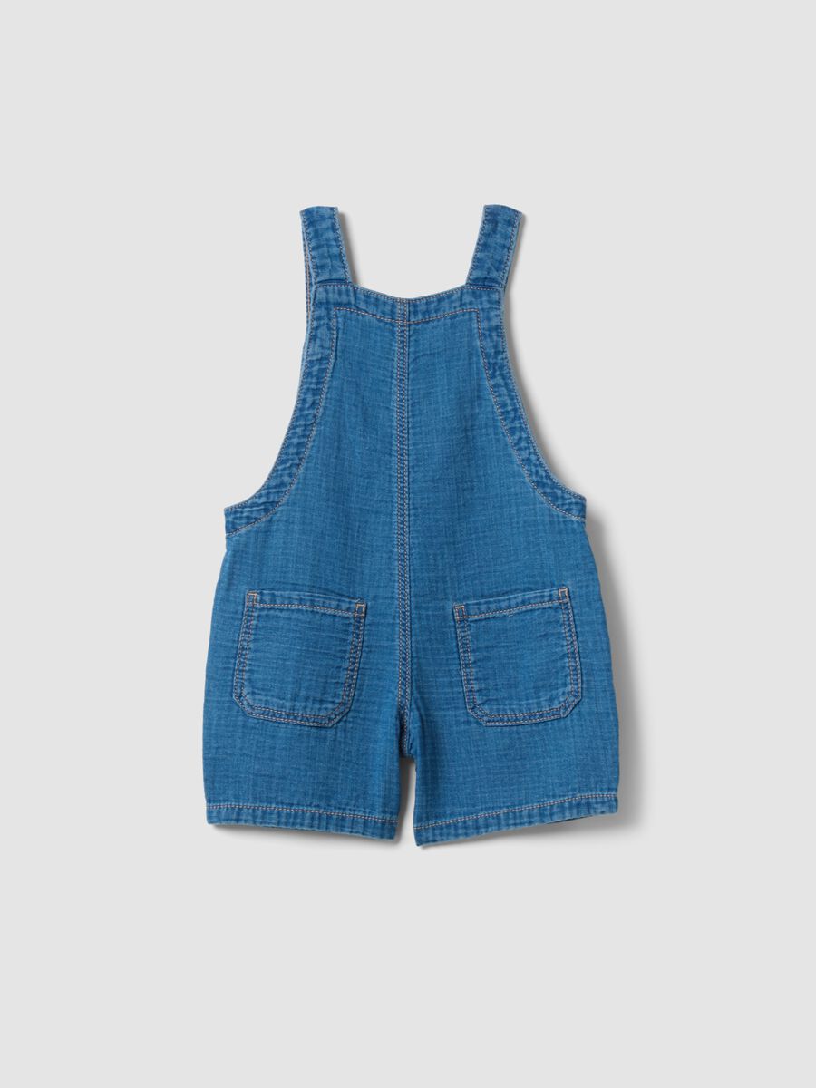 Salopette corta blu in puro cotone per bimbo regular fit_1