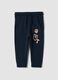 Blue pure cotton jogger trousers with teddy bear print, regular fit, for baby boy_0