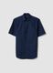 Blue short-sleeved shirt with classic collar_4
