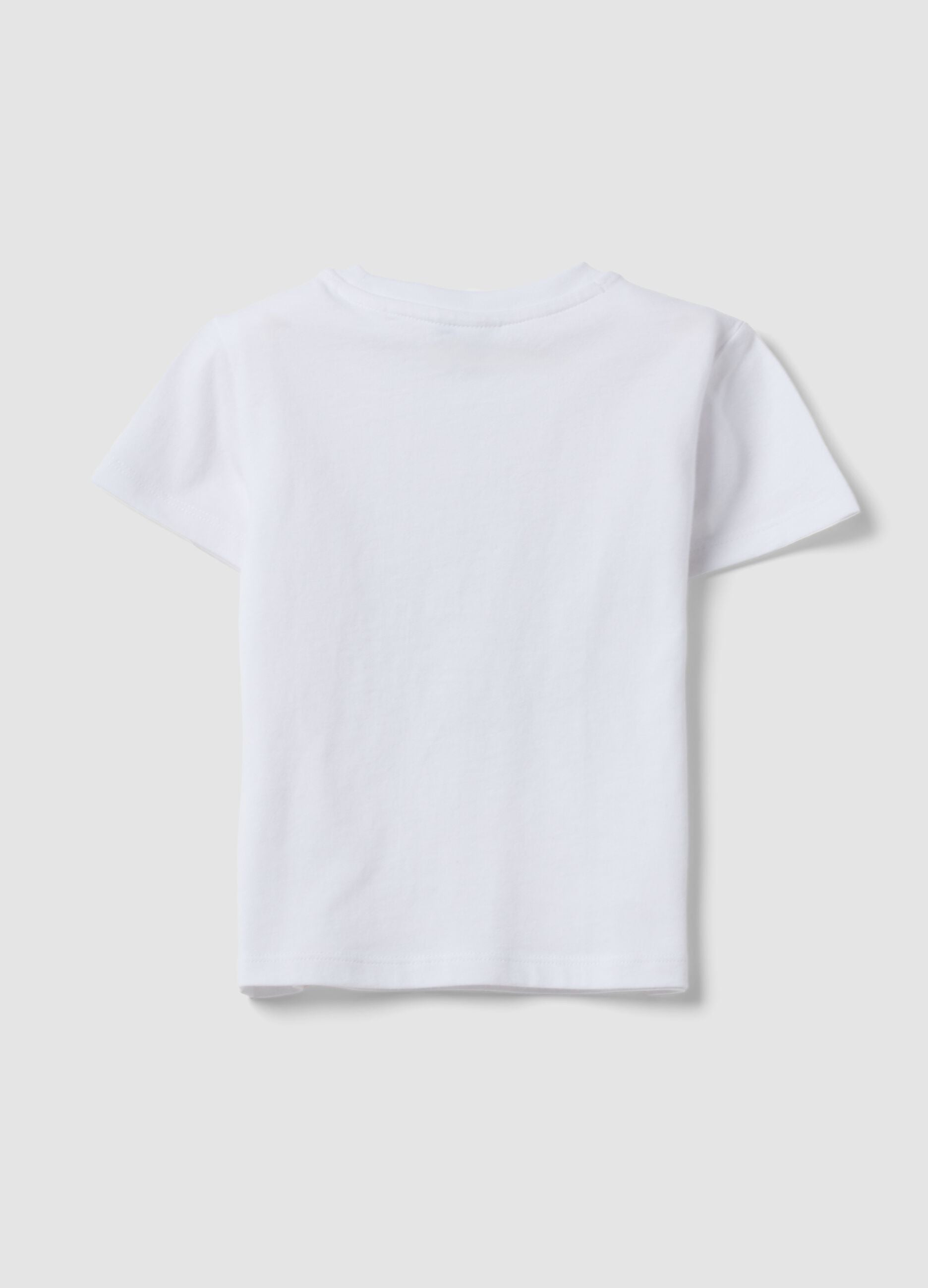 White pure organic cotton printed regular-fit T-shirt for baby boy