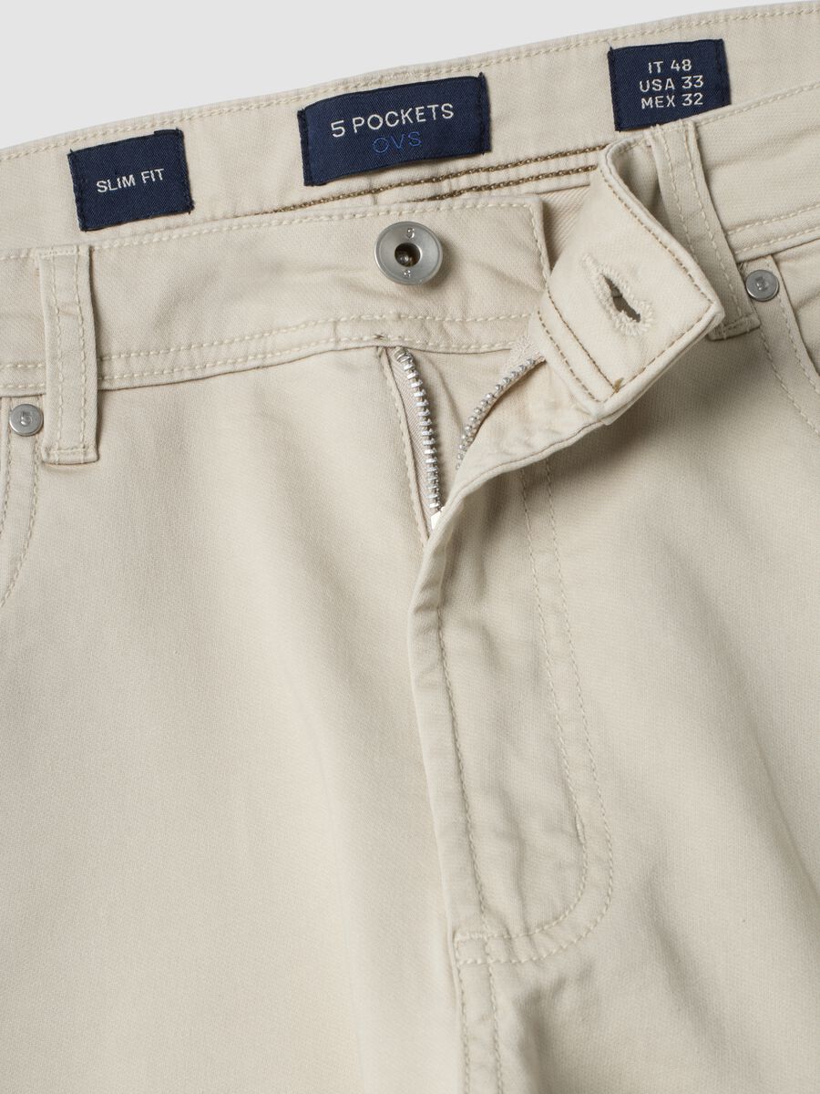 Pantaloni verdi in dobby di cotone elasticizzato slim fit_2