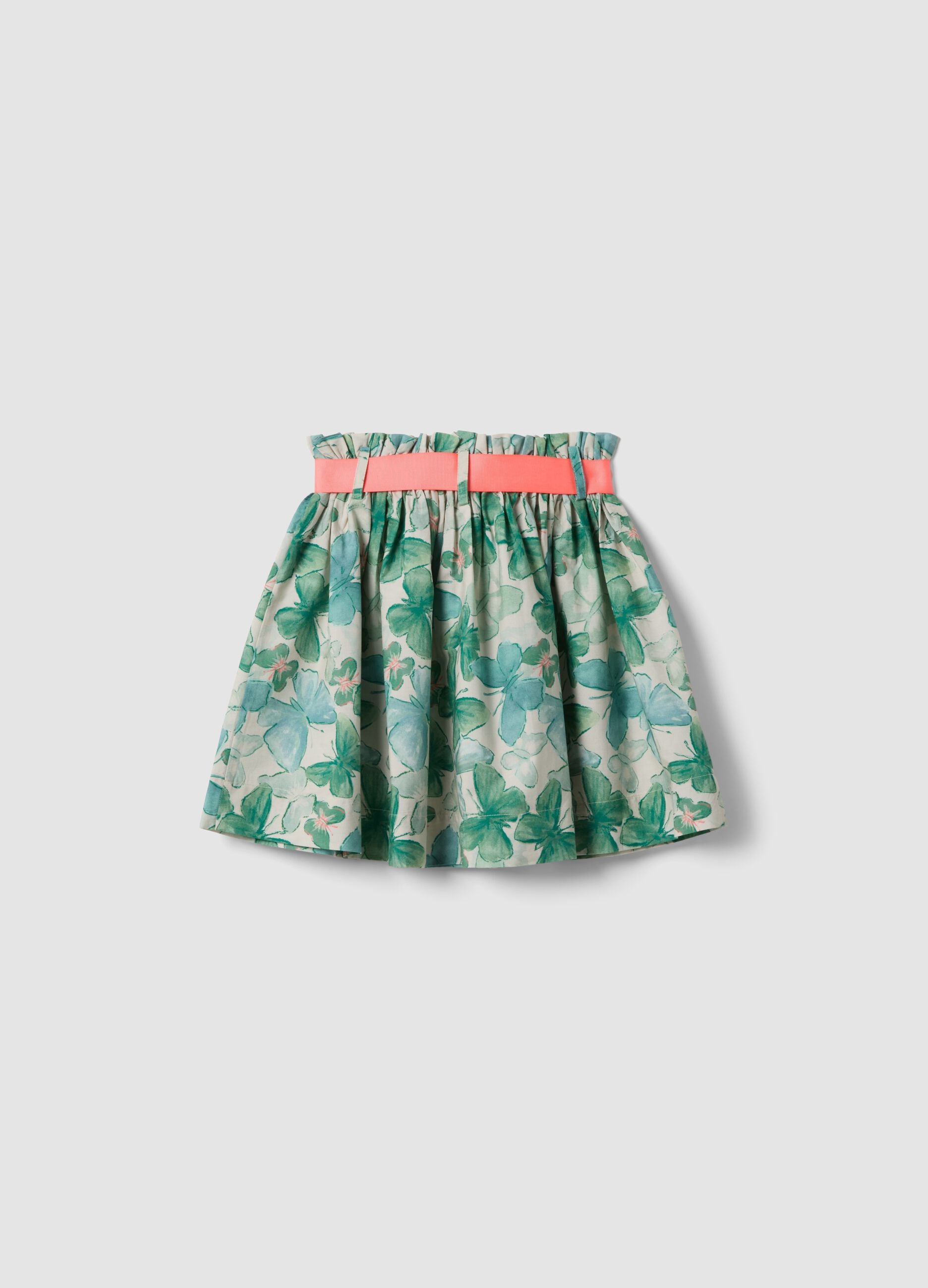 Girls' multicolour pure cotton skirt with butterflies