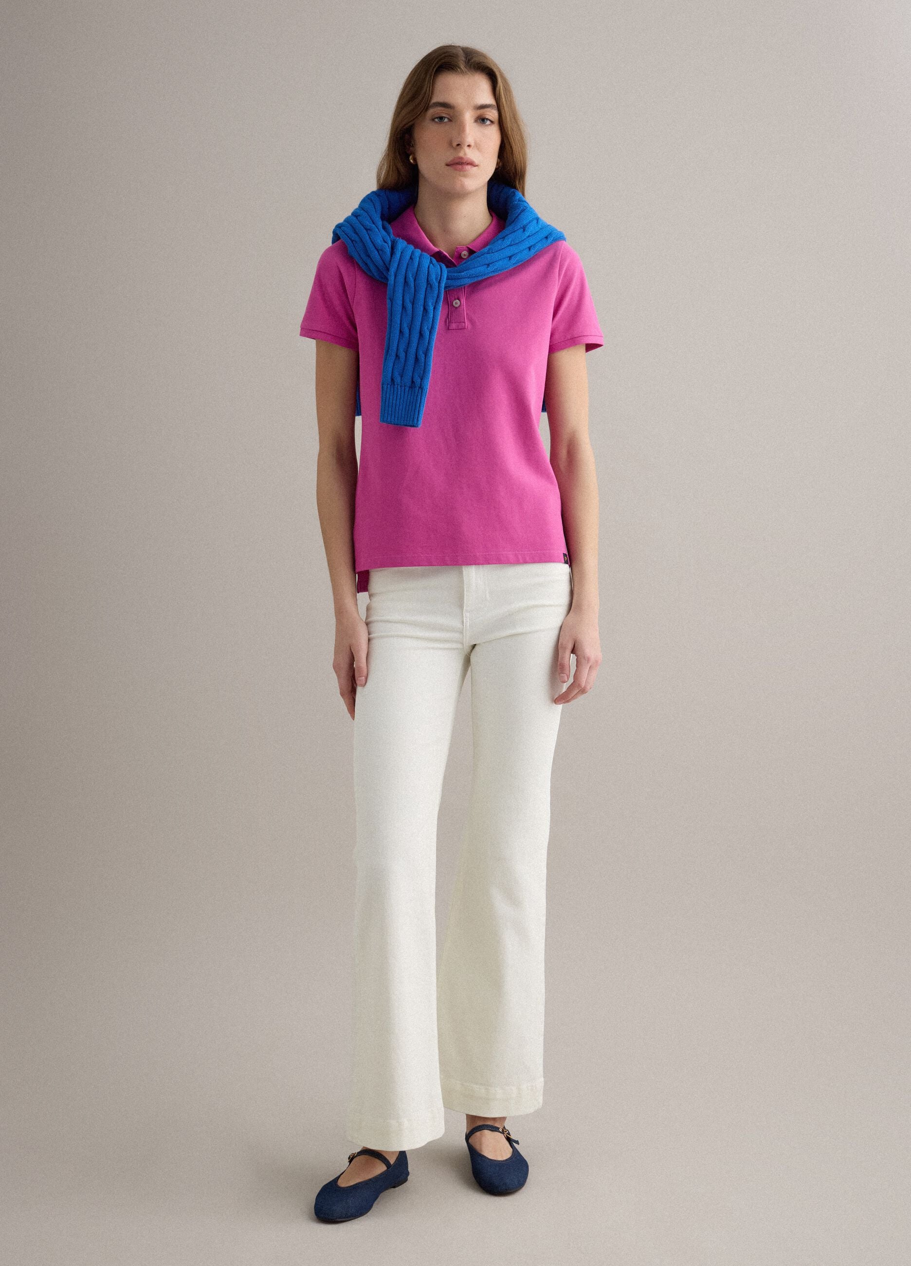 Pink organic cotton polo shirt, regular fit