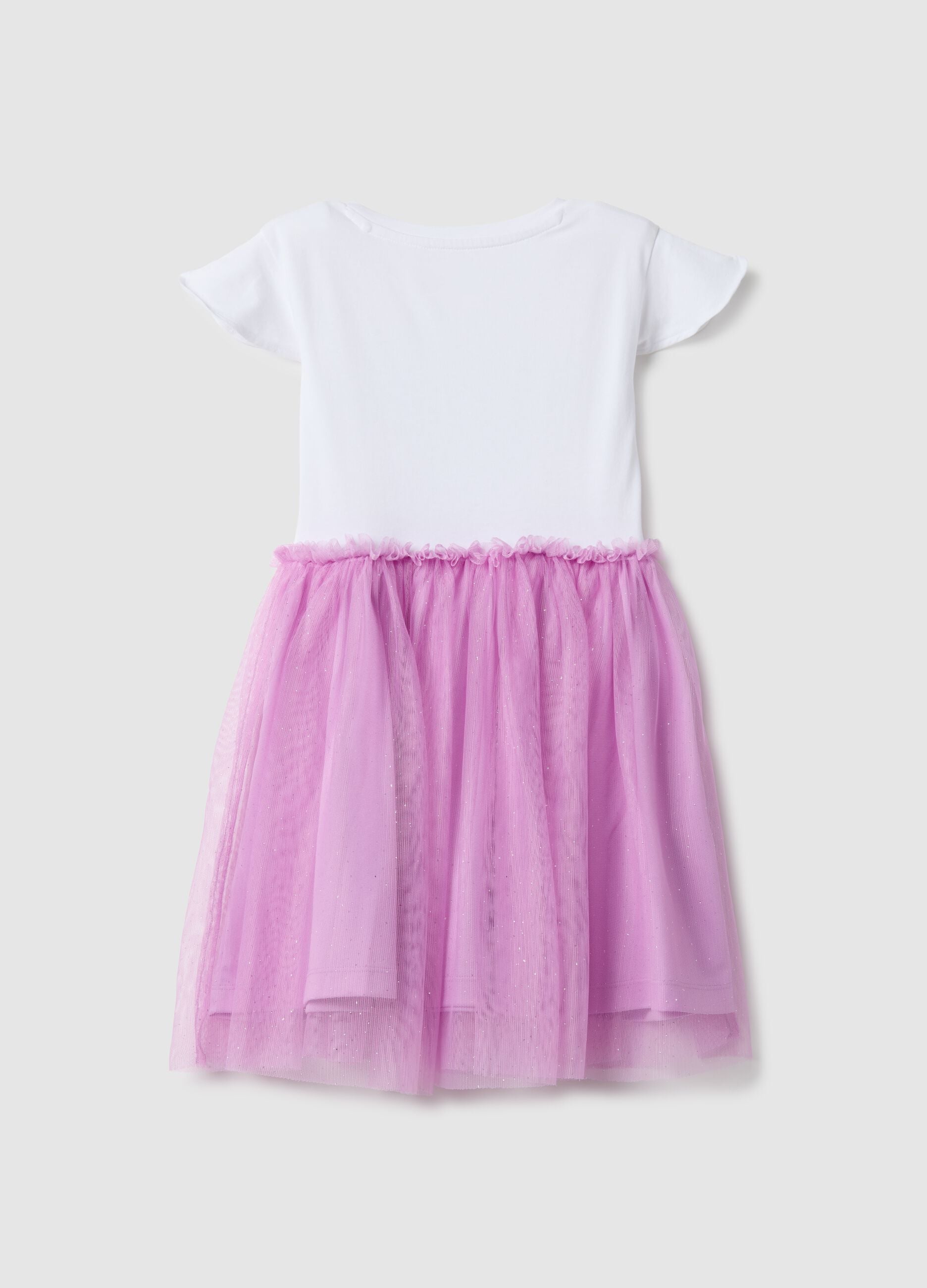 Regular fit stretch cotton dress for girls with Frozen print