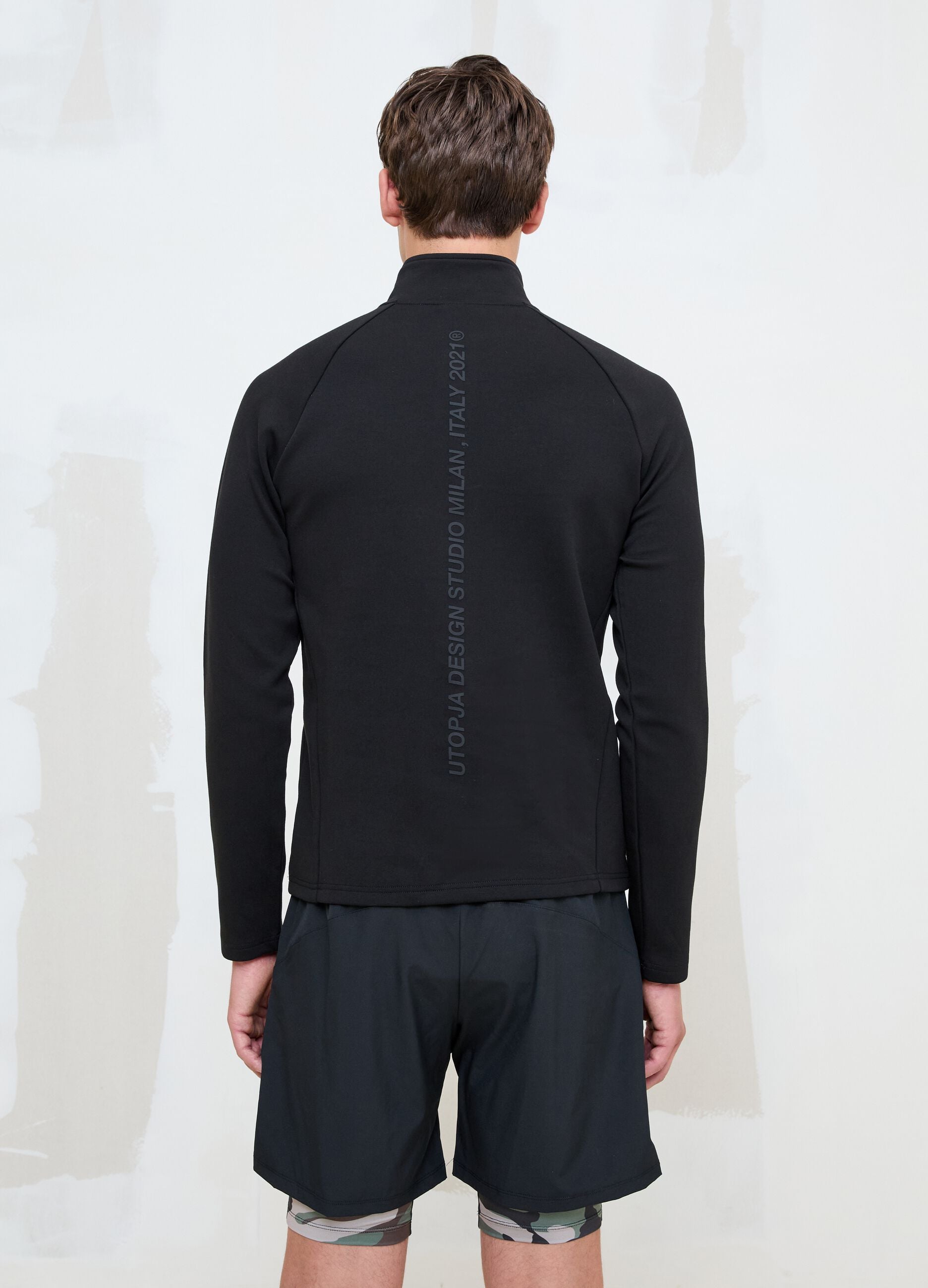 Technical Half-Zip Sweater &ndash; Fitted Black