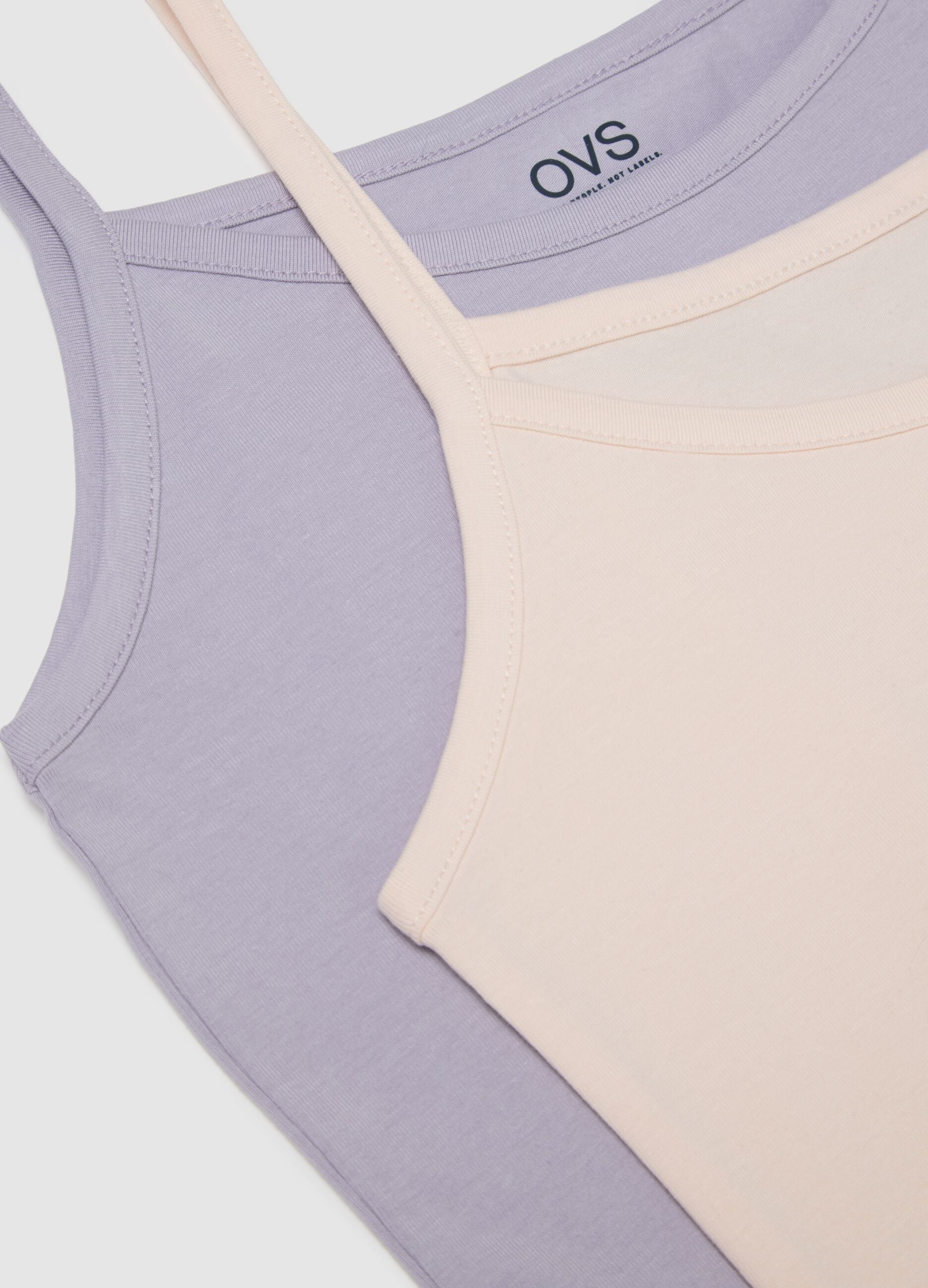 Two-pack vests in multicolour cotton blend regular fit