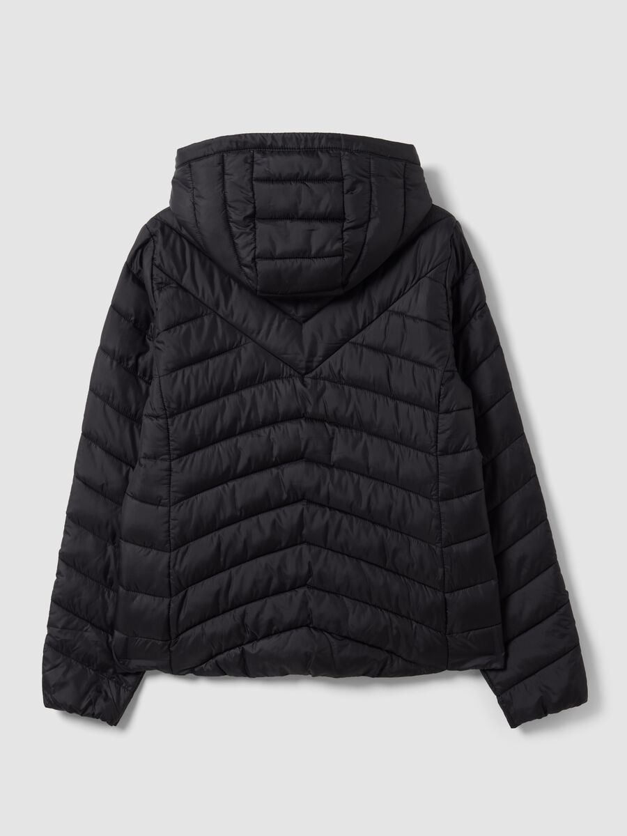 Black Ultralight Quilted Jacket with Hood and Zip_1