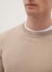 Beige crew neck pullover in regular fit cotton blend_3