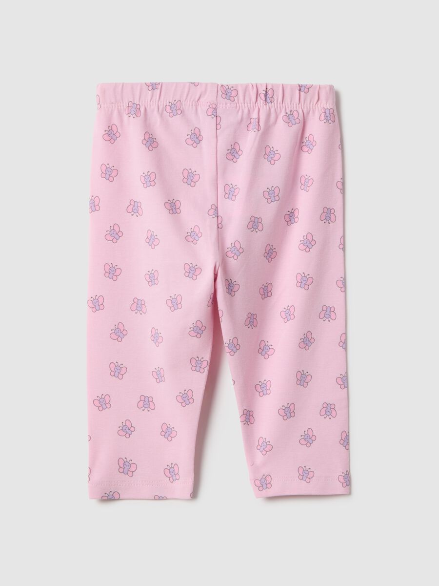 Leggings in cotone elasticizzato rosa da bimba skinny fit con farfalle_1