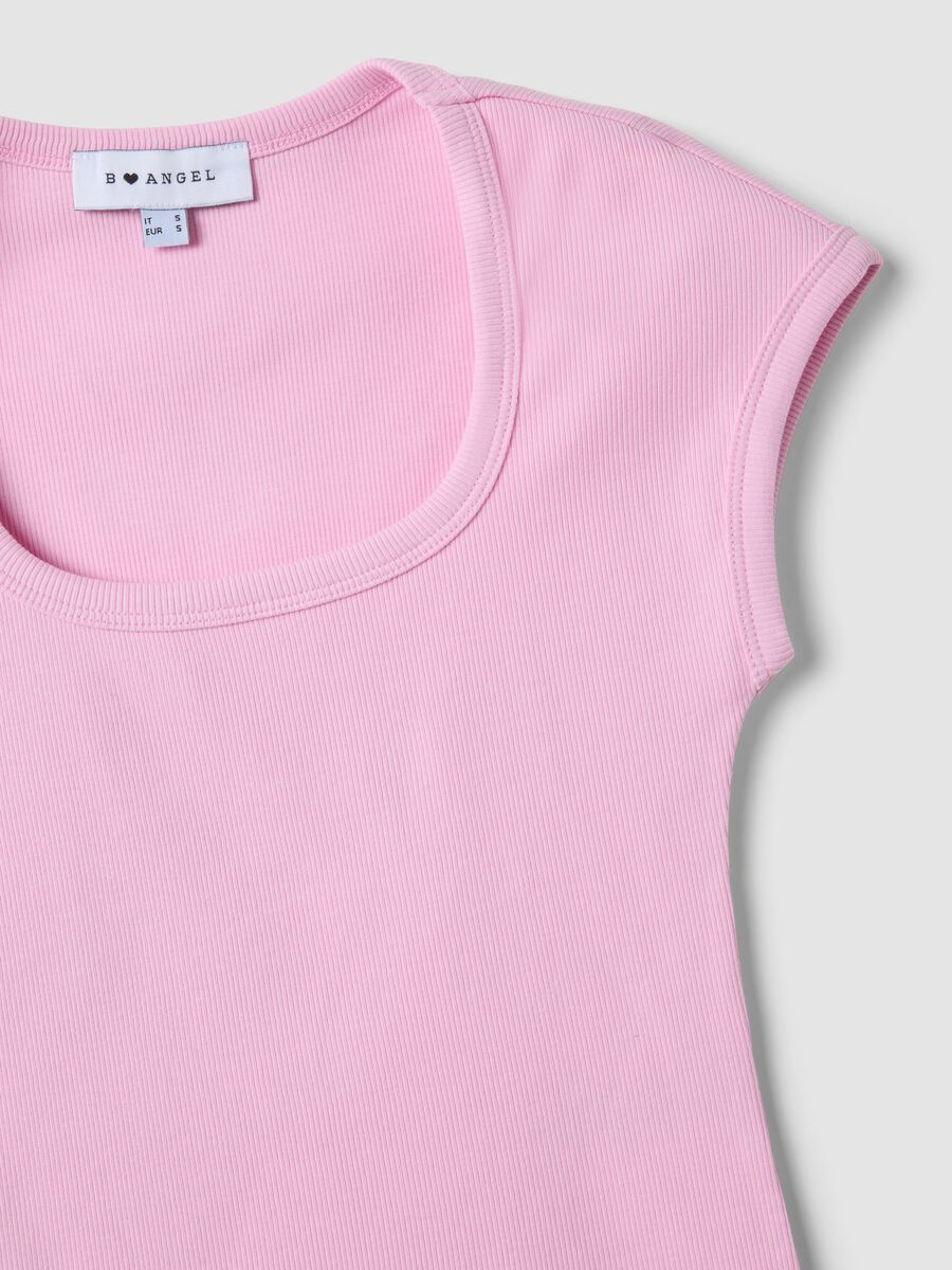 Pink stretch-cotton T-shirt_5